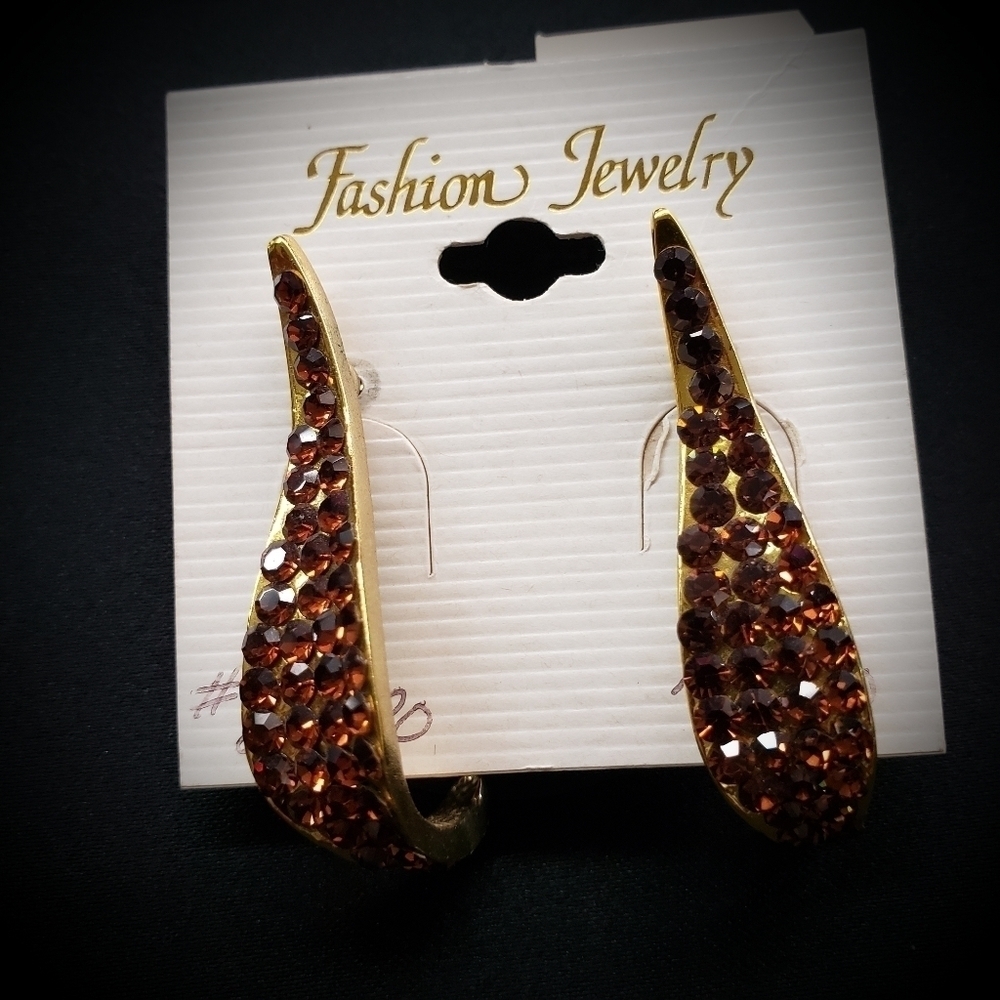 Topaz Rhinestone Earrings - Picture 1 of 2